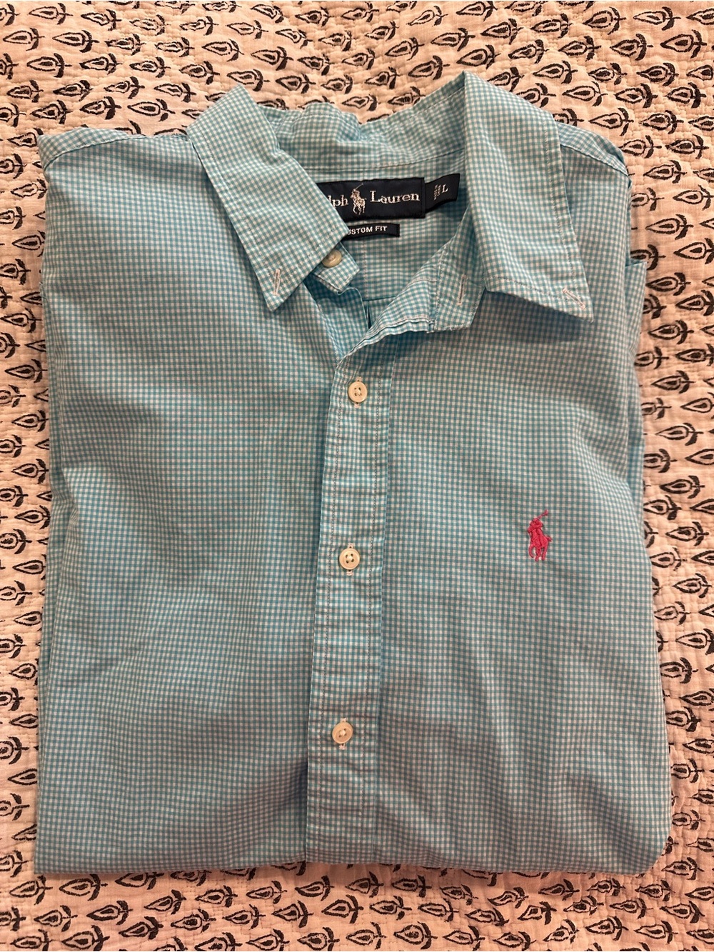 Ralph Lauren Men's Teal Micro-Check Button-Down Shirt